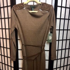 Ralph Lauren  sable brown l/s knit jersey dress